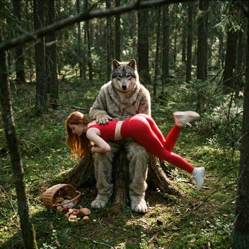 Spanking im Wald: Wolf versohlt Rotbäckchen