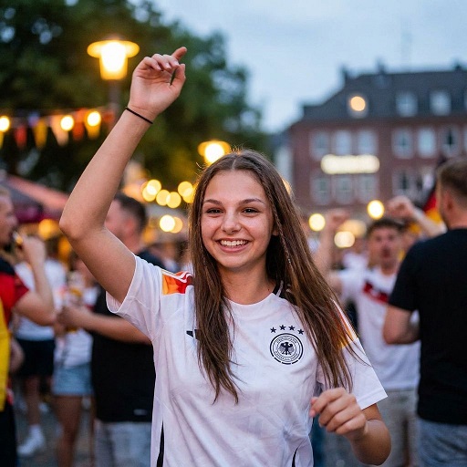 Junge Frau feiert Deutschlandsieg
