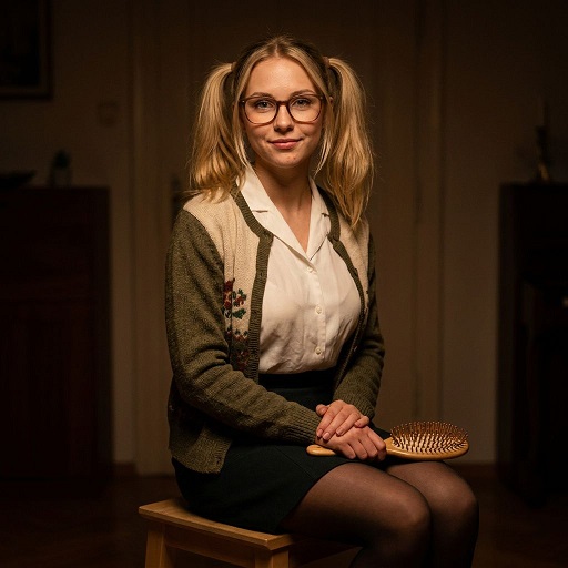 Blonde junge Frau mit Zöpfen