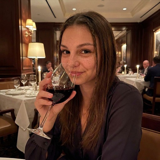 Junge Frau trinkt Rotwein