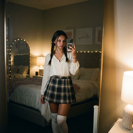 Maria Velamor im Schulmädchen Outfit